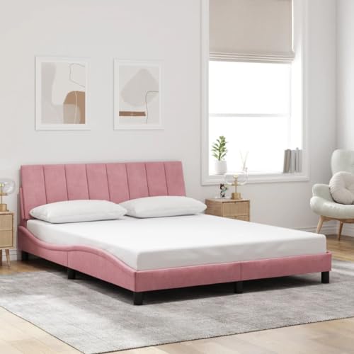 INLIFE Bettgestell ohne Matratze Hanko Rosa 160x200 cm Samt,Möbel,Betten & Zubehör,Betten & Bettgestelle,Rosa,28.4 KG,3207860 von INLIFE