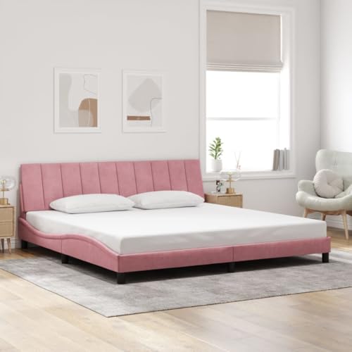 INLIFE Bettgestell ohne Matratze Hanko Rosa 200x200 cm Samt,Möbel,Betten & Zubehör,Betten & Bettgestelle,Rosa,30.5 KG,3207872 von INLIFE