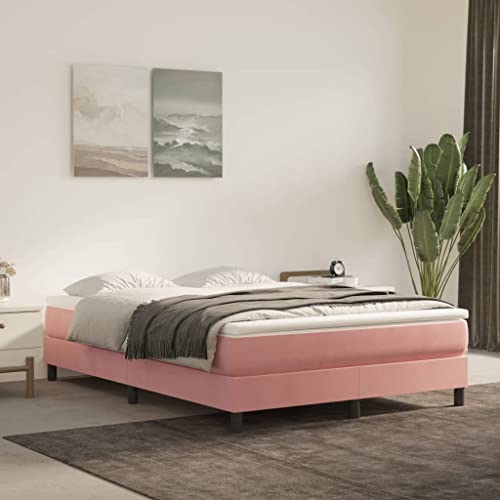 INLIFE Boxspringbett Rosa 140x200 cm Samt,Rosa,24KG,3120777 von INLIFE