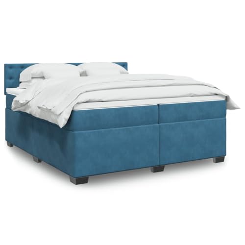 INLIFE Boxspringbett mit Matratze Blau 200x200 cm Samt,Möbel,Betten & Zubehör,Betten & Bettgestelle,Blau,111.35 KG,3288718 von INLIFE