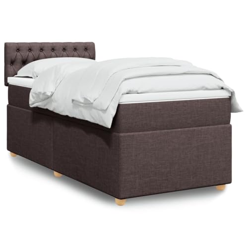 INLIFE Boxspringbett mit Matratze Dunkelbraun 90x200 cm Stoff,Möbel,Betten & Zubehör,Betten & Bettgestelle,Braun,63.18 KG,3288873 von INLIFE