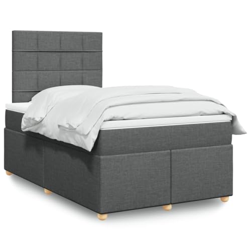 INLIFE Boxspringbett mit Matratze Dunkelgrau 120x190 cm Stoff,Möbel,Betten & Zubehör,Betten & Bettgestelle,Grau,82.15 KG,3291220 von INLIFE