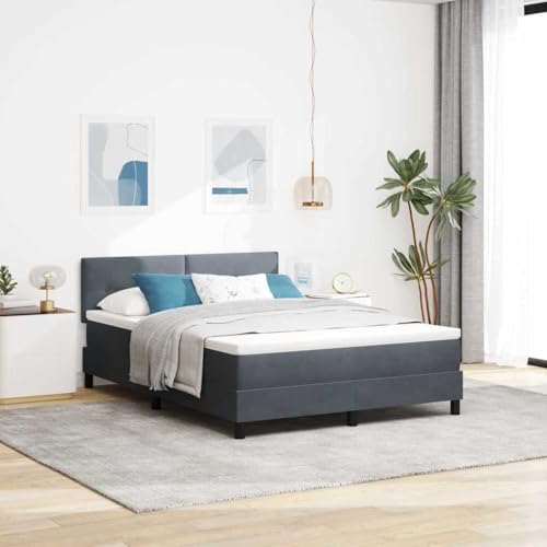 INLIFE Boxspringbett mit Matratze Dunkelgrau 140 x 190 cm Samt,Möbel,Betten & Zubehör,Betten & Bettgestelle,Grau,59.88 KG,3342651 von INLIFE