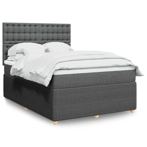 INLIFE Boxspringbett mit Matratze Dunkelgrau 140x190 cm Stoff,Möbel,Betten & Zubehör,Betten & Bettgestelle,Grau,94.28 KG,3292066 von INLIFE
