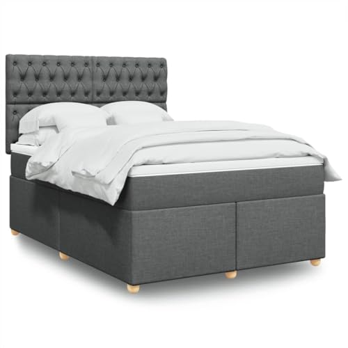 INLIFE Boxspringbett mit Matratze Dunkelgrau 140x190 cm Stoff,Möbel,Betten & Zubehör,Betten & Bettgestelle,Grau,94.58 KG,3293583 von INLIFE