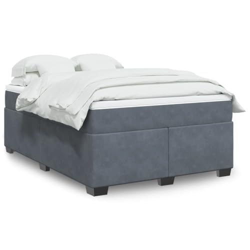 INLIFE Boxspringbett mit Matratze Dunkelgrau 140x200 cm Samt,Möbel,Betten & Zubehör,Betten & Bettgestelle,Grau,78.8 KG,3285288 von INLIFE