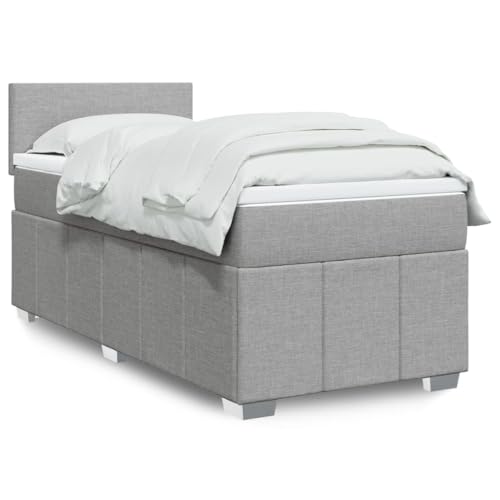 INLIFE Boxspringbett mit Matratze Hellgrau 100x200 cm Stoff,Möbel,Betten & Zubehör,Betten & Bettgestelle,Grau,67.78 KG,3286972 von INLIFE
