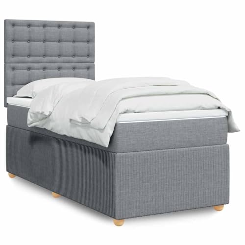 INLIFE Boxspringbett mit Matratze Hellgrau 100x200 cm Stoff,Möbel,Betten & Zubehör,Betten & Bettgestelle,Grau,71.73 KG,3291981 von INLIFE