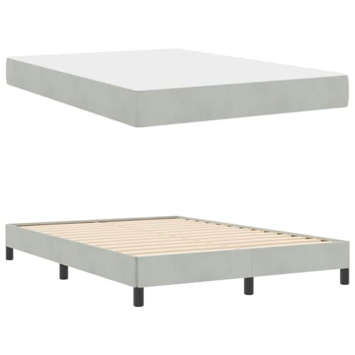 INLIFE Boxspringbett mit Matratze Hellgrau 140 x 200 cm Samt,Möbel,Betten & Zubehör,Betten & Bettgestelle,Grau,47.52 KG,3398695 von INLIFE