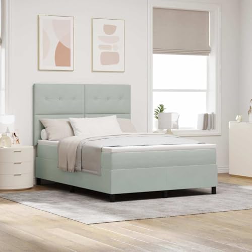 INLIFE Boxspringbett mit Matratze Hellgrau 140 x 200 cm Samt,Möbel,Betten & Zubehör,Betten & Bettgestelle,Hellgrau,71.54 KG,3343316 von INLIFE