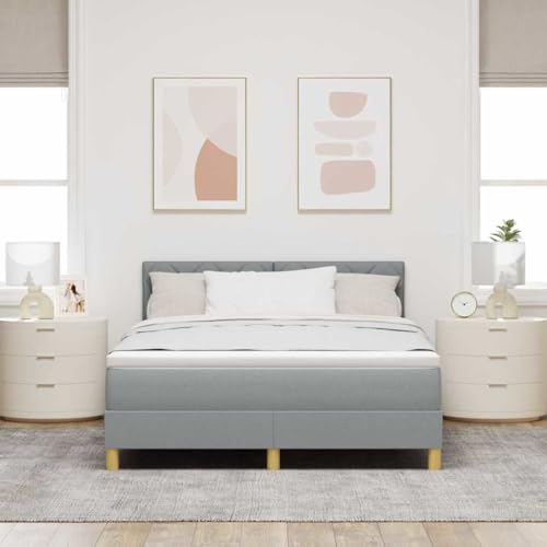 INLIFE Boxspringbett mit Matratze Hellgrau 140 x 200 cm Stoff,Möbel,Betten & Zubehör,Betten & Bettgestelle,Hellgrau,61.02 KG,3339000 von INLIFE