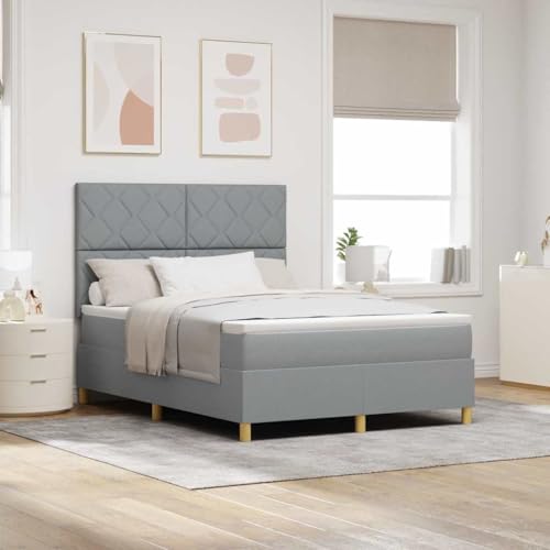 INLIFE Boxspringbett mit Matratze Hellgrau 140 x 200 cm Stoff,Möbel,Betten & Zubehör,Betten & Bettgestelle,Hellgrau,71.82 KG,3339700 von INLIFE