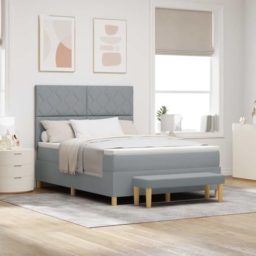 INLIFE Boxspringbett mit Matratze Hellgrau 140 x 200 cm Stoff,Möbel,Betten & Zubehör,Betten & Bettgestelle,Hellgrau,76.72 KG,3344380 von INLIFE