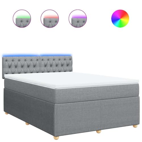 INLIFE Boxspringbett mit Matratze Hellgrau 140x190 cm Stoff,Möbel,Betten & Zubehör,Betten & Bettgestelle,Grau,86.08 KG,3289758 von INLIFE