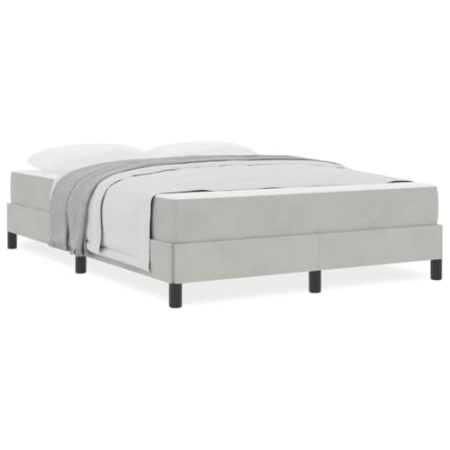 INLIFE Boxspringbett mit Matratze Hellgrau 160 x 200 cm Samt,Möbel,Betten & Zubehör,Betten & Bettgestelle,Grau,52.72 KG,3398701 von INLIFE