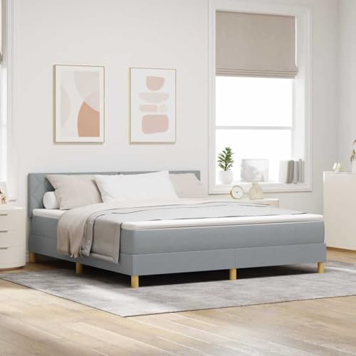 INLIFE Boxspringbett mit Matratze Hellgrau 180 x 200 cm Stoff,Möbel,Betten & Zubehör,Betten & Bettgestelle,Hellgrau,72.44 KG,3342534 von INLIFE