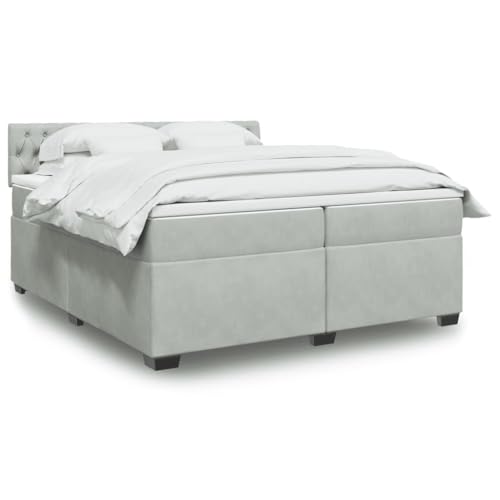 INLIFE Boxspringbett mit Matratze Hellgrau 200x200 cm Samt,Möbel,Betten & Zubehör,Betten & Bettgestelle,Grau,111.44 KG,3286408 von INLIFE