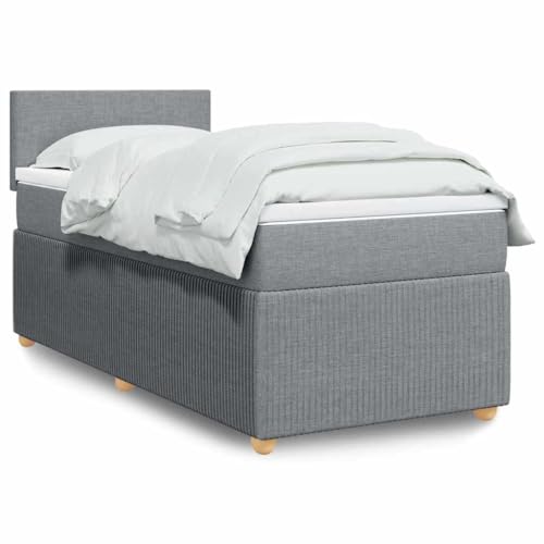 INLIFE Boxspringbett mit Matratze Hellgrau 90x190 cm Stoff,Möbel,Betten & Zubehör,Betten & Bettgestelle,Grau,60.78 KG,3287304 von INLIFE