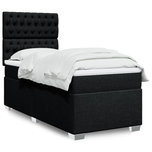 INLIFE Boxspringbett mit Matratze Schwarz 100x200 cm Stoff,Möbel,Betten & Zubehör,Betten & Bettgestelle,Schwarz,74.13 KG,3290408 von INLIFE