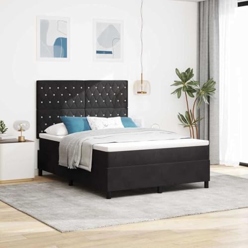 INLIFE Boxspringbett mit Matratze Schwarz 140 x 200 cm Samt,Möbel,Betten & Zubehör,Betten & Bettgestelle,Schwarz,71.52 KG,3343252 von INLIFE