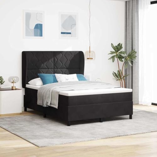 INLIFE Boxspringbett mit Matratze Schwarz 140 x 200 cm Samt,Möbel,Betten & Zubehör,Betten & Bettgestelle,Schwarz,74.07 KG,3340984 von INLIFE