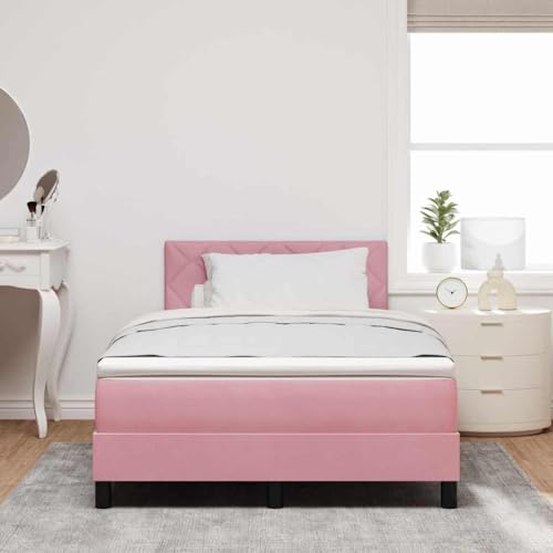 INLIFE Boxspringbett mit Matratze mit Kopfteil Rosa 120 x 190 cm Samt,Möbel,Betten & Zubehör,Betten & Bettgestelle,Rosa,53.23 KG,3342709 von INLIFE