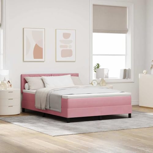 INLIFE Boxspringbett mit Matratze mit Matratze Rosa 140 x 200 cm Stoff,Möbel,Betten & Zubehör,Betten & Bettgestelle,Rosa,62.04 KG,3339247 von INLIFE