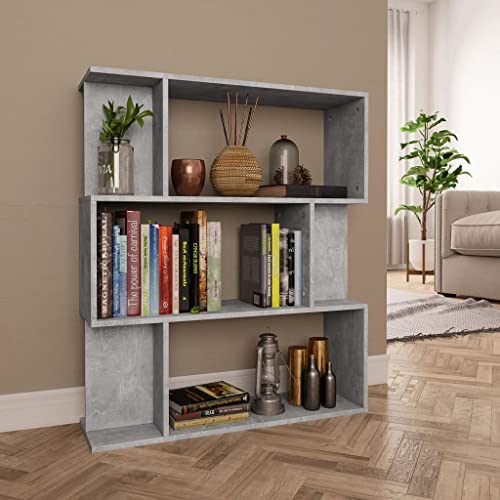 INLIFE Bücherregal/Raumteiler Betongrau 80x24x96 cm Holzwerkstoff von INLIFE