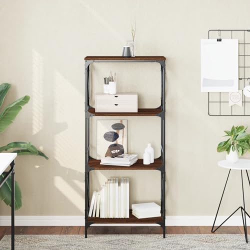 INLIFE Bücherregal 4 Böden Braun Eiche 59x35x132 cm Holzwerkstoff,Möbel,Regalsysteme,Bücherregale & Bücherschränke,Braun,14.29 KG,837621 von INLIFE