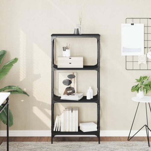 INLIFE Bücherregal 4 Böden Schwarz 59x35x132 cm Holzwerkstoff,Möbel,Regalsysteme,Bücherregale & Bücherschränke,Schwarz,14.29 KG,837617 von INLIFE