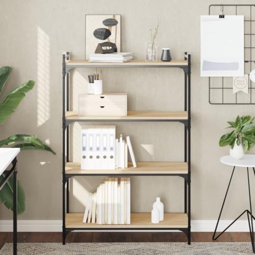 INLIFE Bücherregal 4 Böden Sonoma-Eiche 80x30x120 cm Holzwerkstoff,Möbel,Regalsysteme,Bücherregale & Bücherschränke,Braun,15.64 KG,837673 von INLIFE