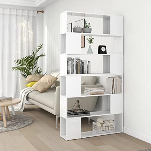 INLIFE Bücherregal Raumteiler Hochglanz-Weiß 100x24x188 cm von INLIFE