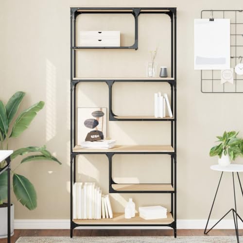 INLIFE Bücherregal Sonoma-Eiche 81x36x176 cm Holzwerkstoff,Möbel,Regalsysteme,Bücherregale & Bücherschränke,Braun,27.3 KG,836224 von INLIFE