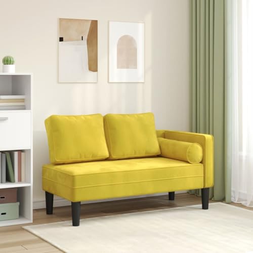 INLIFE Chaiselongue mit Kissen Gelb Samt,Möbel,Stühle,Chaiselongues,Gelb,16.7 KG,4007577 von INLIFE