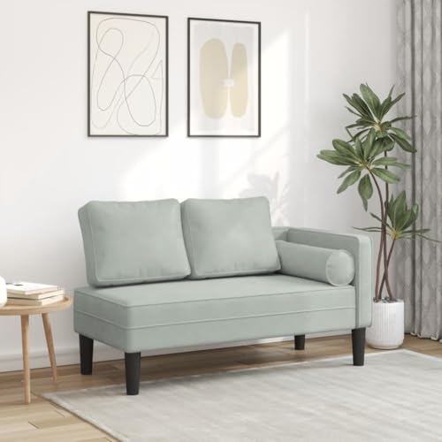 INLIFE Chaiselongue mit Kissen Hellgrau Samt,Möbel,Stühle,Chaiselongues,Grau,16.7 KG,4007571 von INLIFE