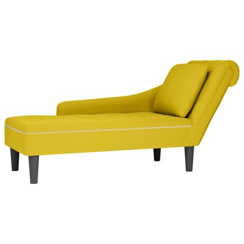 INLIFE Chaiselongue mit Kissen und Rechter Armlehne Gelb Samt,Möbel,Stühle,Chaiselongues,Gelb,16.2 KG,4009778 von INLIFE