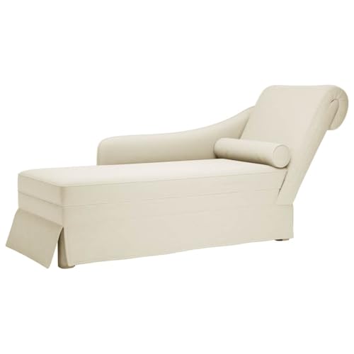 INLIFE Chaiselongue mit Nackenrolle und Rechter Armlehne Creme Samt,Möbel,Stühle,Chaiselongues,Creme,16.3 KG,4009789 von INLIFE