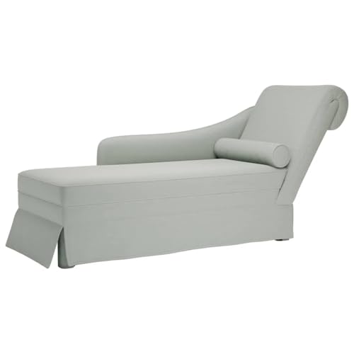 INLIFE Chaiselongue mit Nackenrolle und Rechter Armlehne Hellgrau Samt,Möbel,Stühle,Chaiselongues,Grau,16.3 KG,4009782 von INLIFE