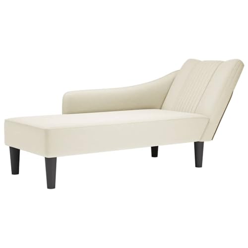 INLIFE Chaiselongue mit Rechter Armlehne Creme Samt,Möbel,Stühle,Chaiselongues,Creme,16.45 KG,4009799 von INLIFE