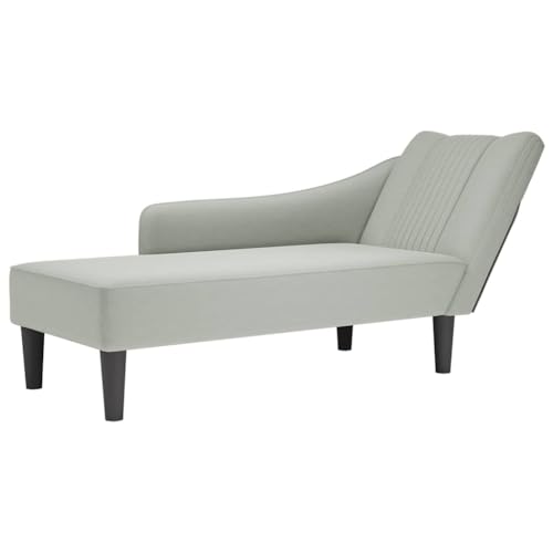 INLIFE Chaiselongue mit Rechter Armlehne Hellgrau Samt,Möbel,Stühle,Chaiselongues,Grau,16.45 KG,4009792 von INLIFE