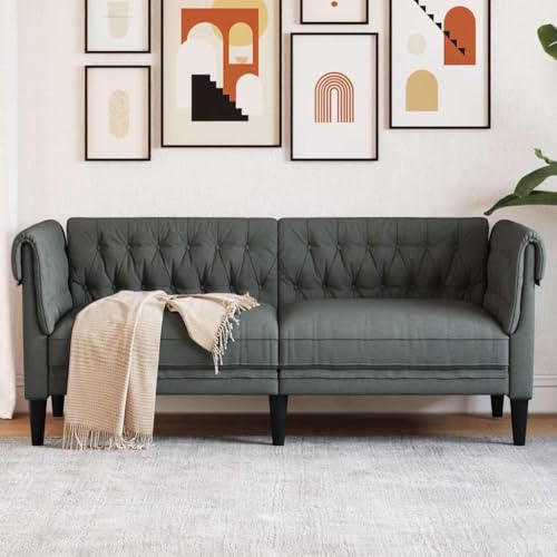INLIFE Chesterfield-Sofa 2-Sitzer Dunkelgrau Stoff,Möbel,Sofas,Grau,28.7 KG,372548 von INLIFE