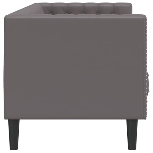 INLIFE Chesterfield-Sofa 3-Sitzer Grau Kunstleder,Möbel,Sofas,Grau,29.05 KG,372669 von INLIFE