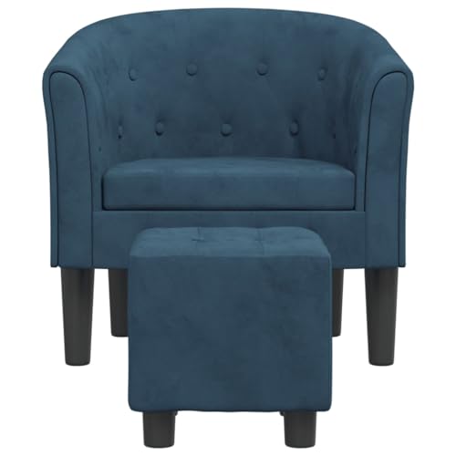 INLIFE Clubsessel mit Fußhocker Dunkelblau Samt,Möbel,Stühle,Sessel,Blau,12.75 KG,356481 von INLIFE