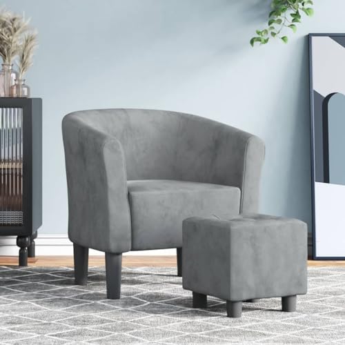 INLIFE Clubsessel mit Fußhocker Dunkelgrau Samt,Möbel,Stühle,Sessel,Grau,13.7 KG,356450 von INLIFE