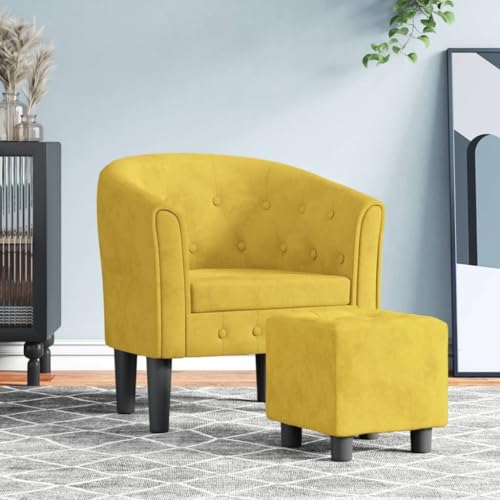 INLIFE Clubsessel mit Fußhocker Gelb Samt,Möbel,Stühle,Sessel,Gelb,12.75 KG,356484 von INLIFE
