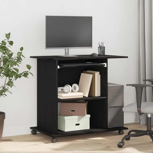 INLIFE Computertisch Eiche schwarz 80x50x75 cm Holzwerkstoff,Möbel,Büromöbel,Schreibtische,Schwarz,21.5 KG,862500 von INLIFE