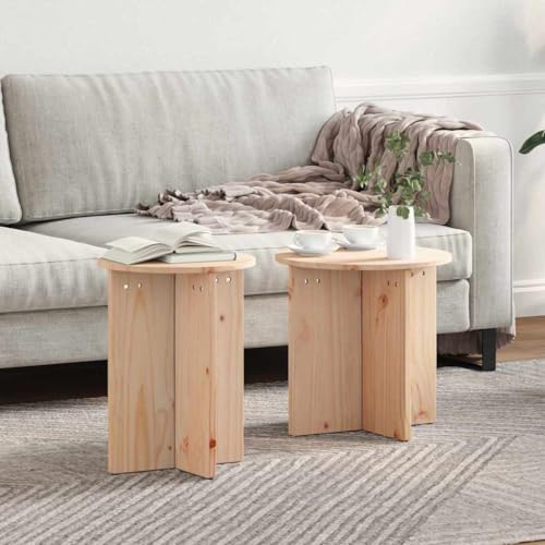 INLIFE Couchtisch 2 pcs Natur 41,5 x 41,5 x 41 cm Massivholz Kiefer,Möbel,Tische,Ziertische,Couchtische,Braun,8.1 KG,873547 von INLIFE