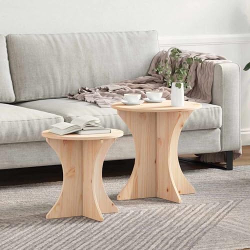 INLIFE Couchtisch 2 pcs Natur 46 x 46 x 47 cm Massivholz Kiefer,Möbel,Tische,Ziertische,Couchtische,Braun,6.3 KG,873565 von INLIFE