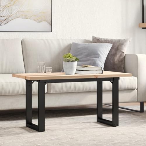 INLIFE Couchtisch O-Gestell 100x50x45,5 cm Massivholz Kiefer Stahl,Möbel,Tische,Esstische,Braun,12.78 KG,3282732 von INLIFE