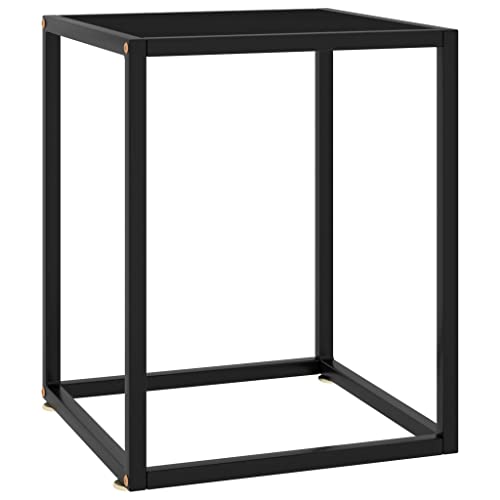 INLIFE Couchtisch Schwarz mit Schwarzem Glas 40x40x50 cm,3.86kg,322908 von INLIFE